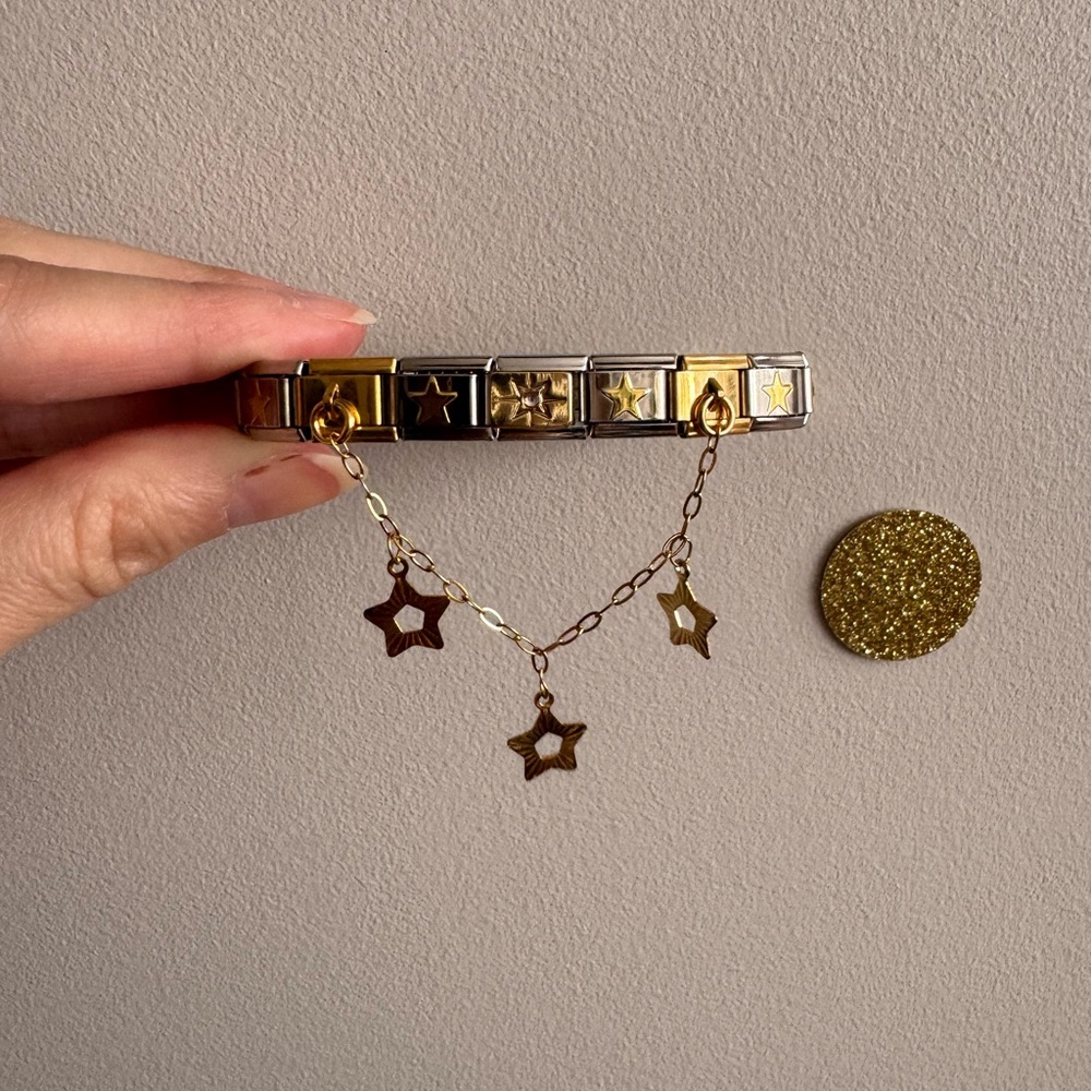 #6 Celestial Dangle Stars Italian Charm Bracelet